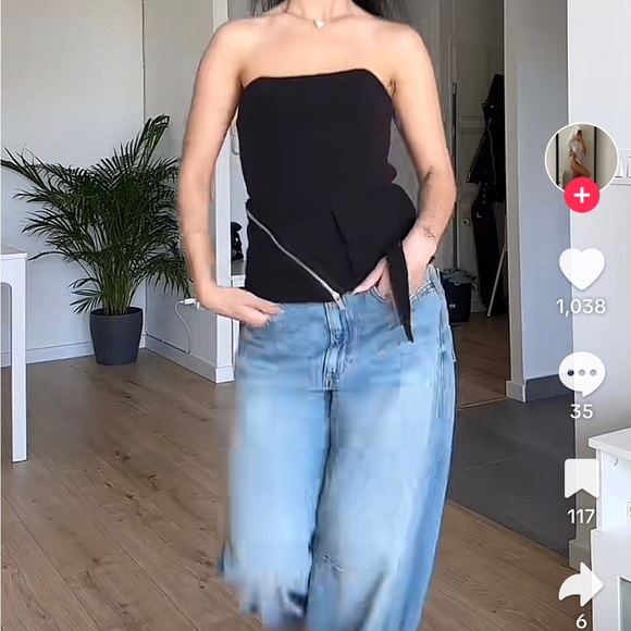 ZARA STRAPLESS ZIPPER BUSTIER TOP - Picture 9 of 12